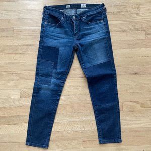 AG Steevie Ankle "Slim Straight Ankle" Patch Jeans